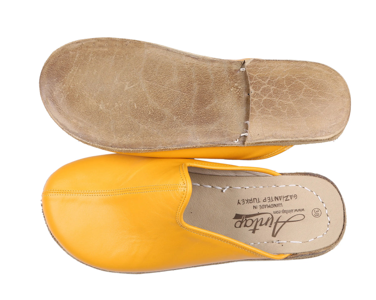 Smooth Barefoot Regular Sandals Shoes – Classic Sole — Leather Sole – Mustard