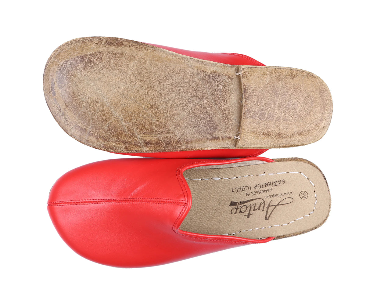 Smooth Barefoot Regular Sandals Shoes – Classic Sole — Leather Sole – Red