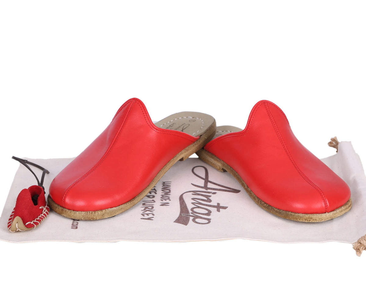 Smooth Barefoot Regular Sandals Shoes – Classic Sole — Leather Sole – Red