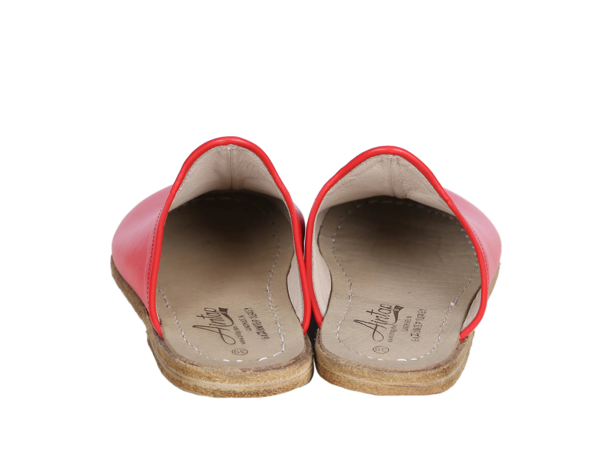 Smooth Barefoot Regular Sandals Shoes – Classic Sole — Leather Sole – Red