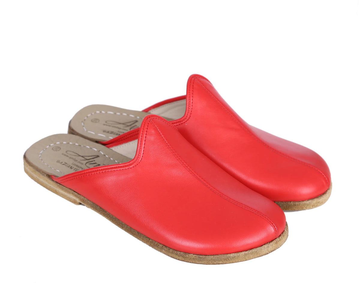 Smooth Barefoot Regular Sandals Shoes – Classic Sole — Leather Sole – Red