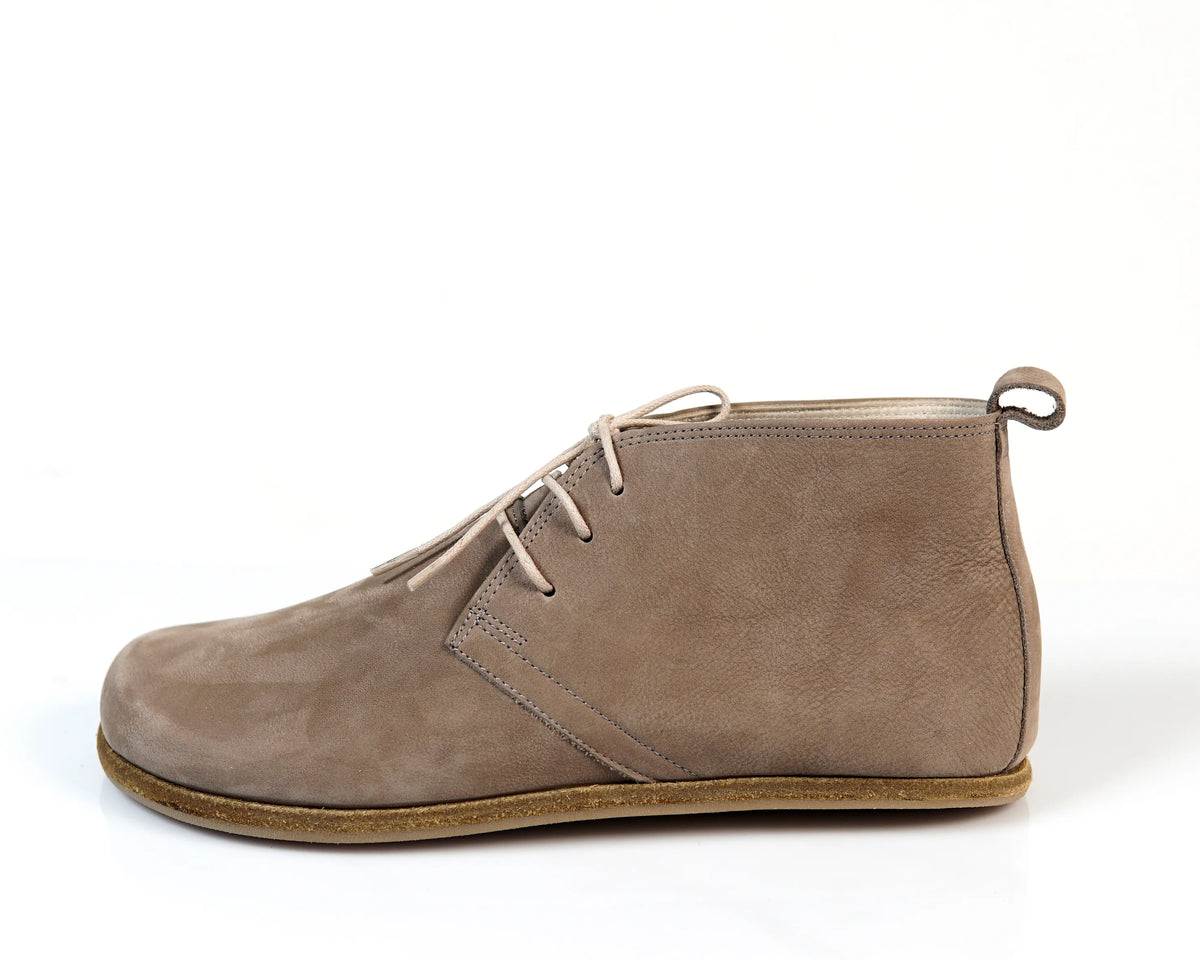 Nubuck Barefoot Bootie Laces Shoes – Classic Sole — Leather Sole – Smoked