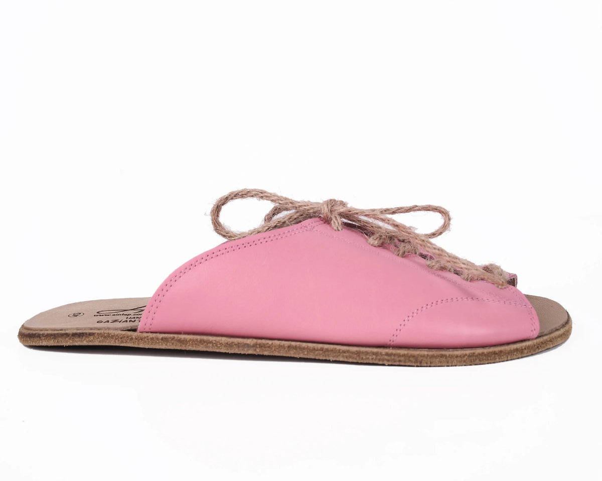 Smooth Barefoot Laces Sandals Shoes – Classic Sole — Leather Sole – Pink