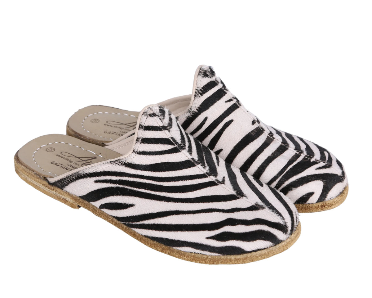 Hair Barefoot Regular Sandals Shoes – Classic Sole — Leather Sole – Zebra