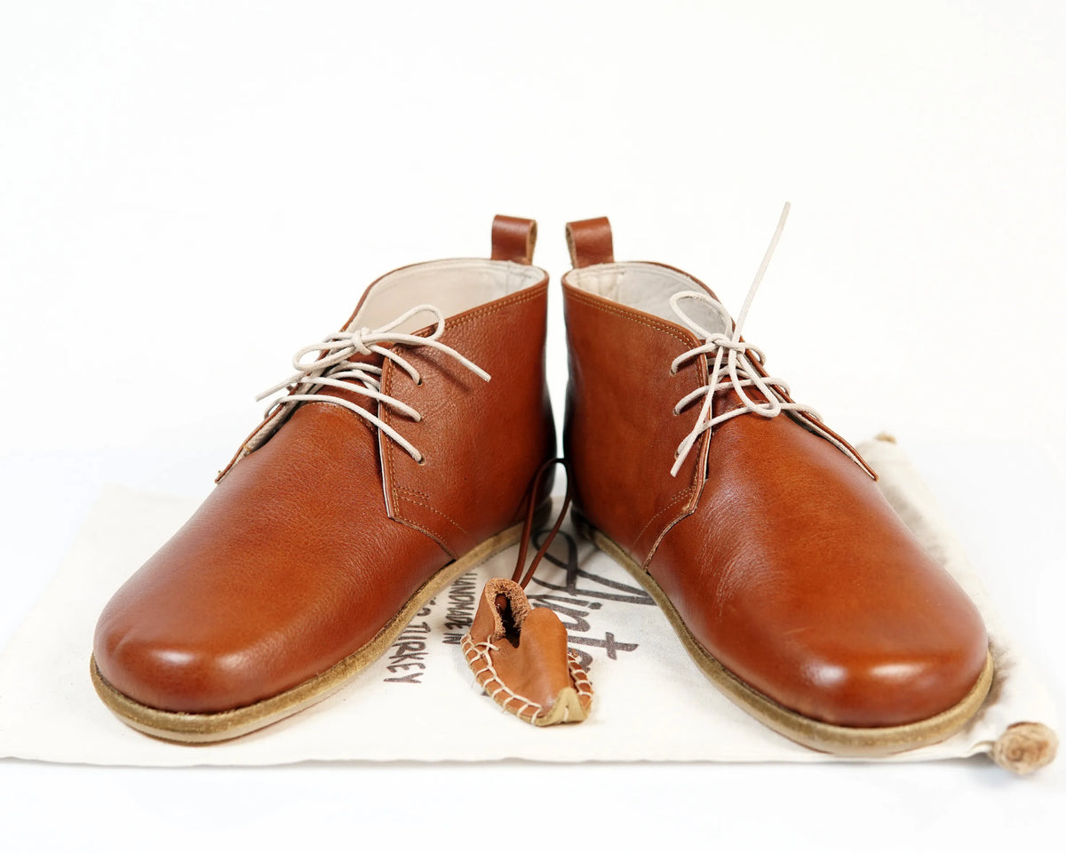 Smooth Barefoot Bootie Laces Shoes – Classic Sole — Leather Sole – Brown