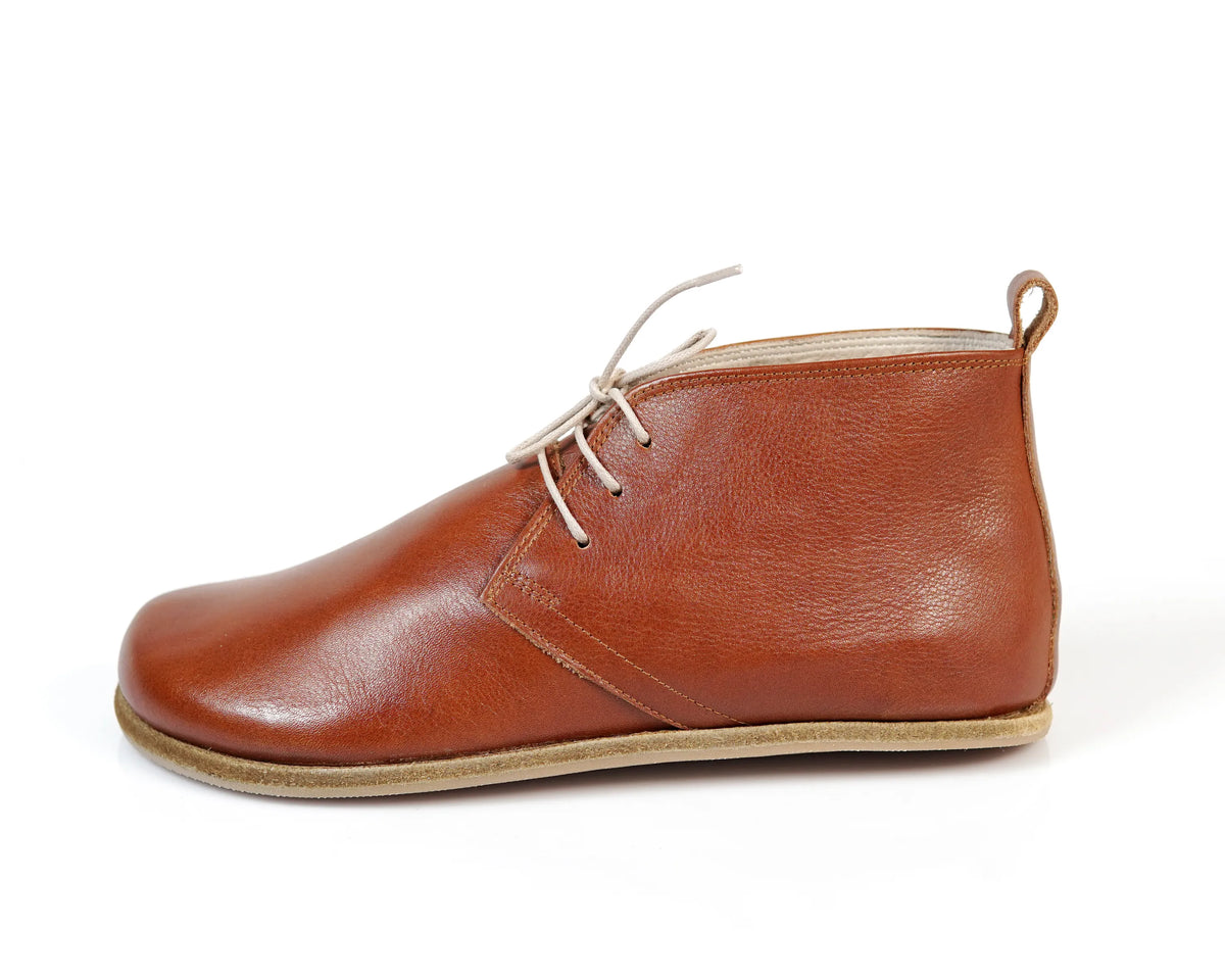 Smooth Barefoot Bootie Laces Shoes – Classic Sole — Leather Sole – Brown