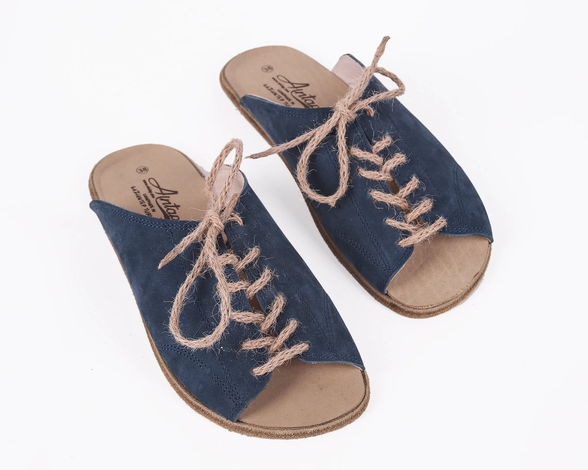 Nubuck Barefoot Laces Sandals Shoes – Classic Sole — Leather Sole – Jeans