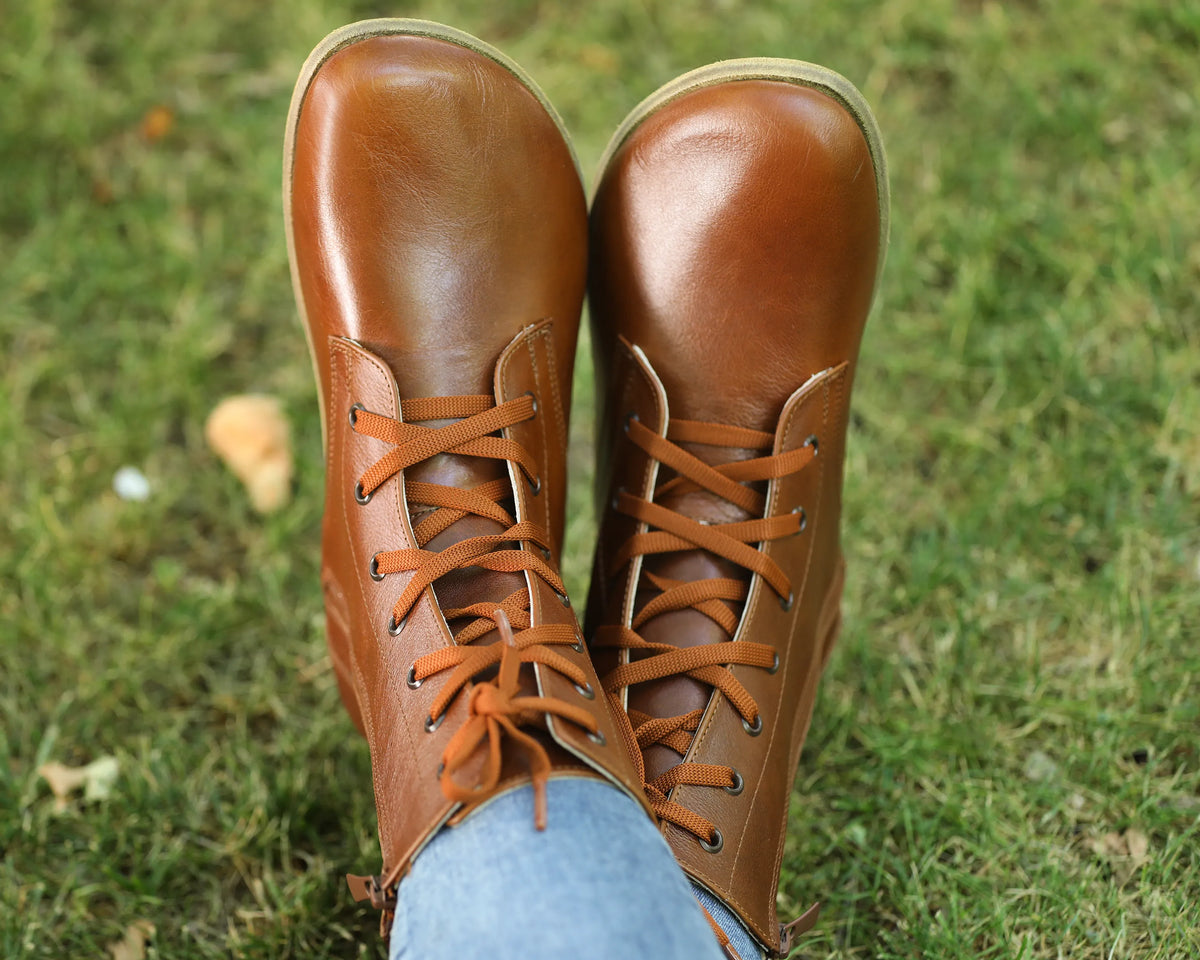 Smooth Barefoot Long Boots Shoes – Classic Sole — Leather Sole – Brown