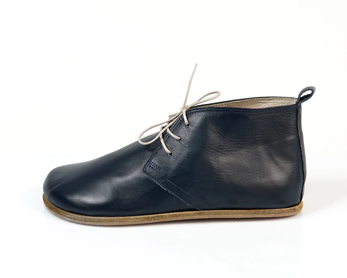Smooth Barefoot Bootie Laces Shoes – Classic Sole — Leather Sole – Navy Blue