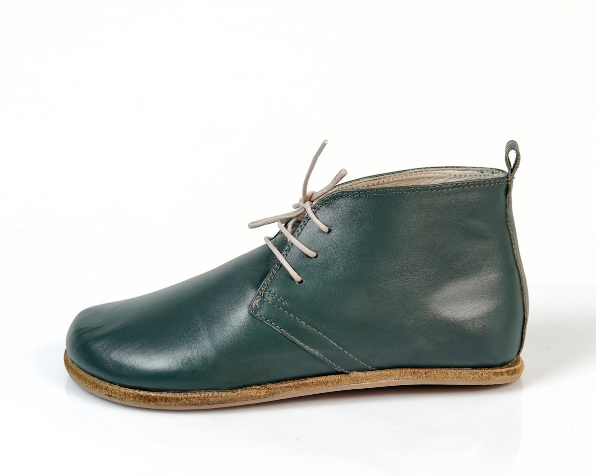 Smooth Barefoot Bootie Laces Shoes – Classic Sole — Leather Sole – Green