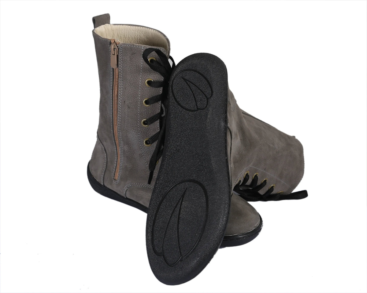 Nubuck Barefoot Long Boots Shoes – 6mm Rubber Sole – Gray