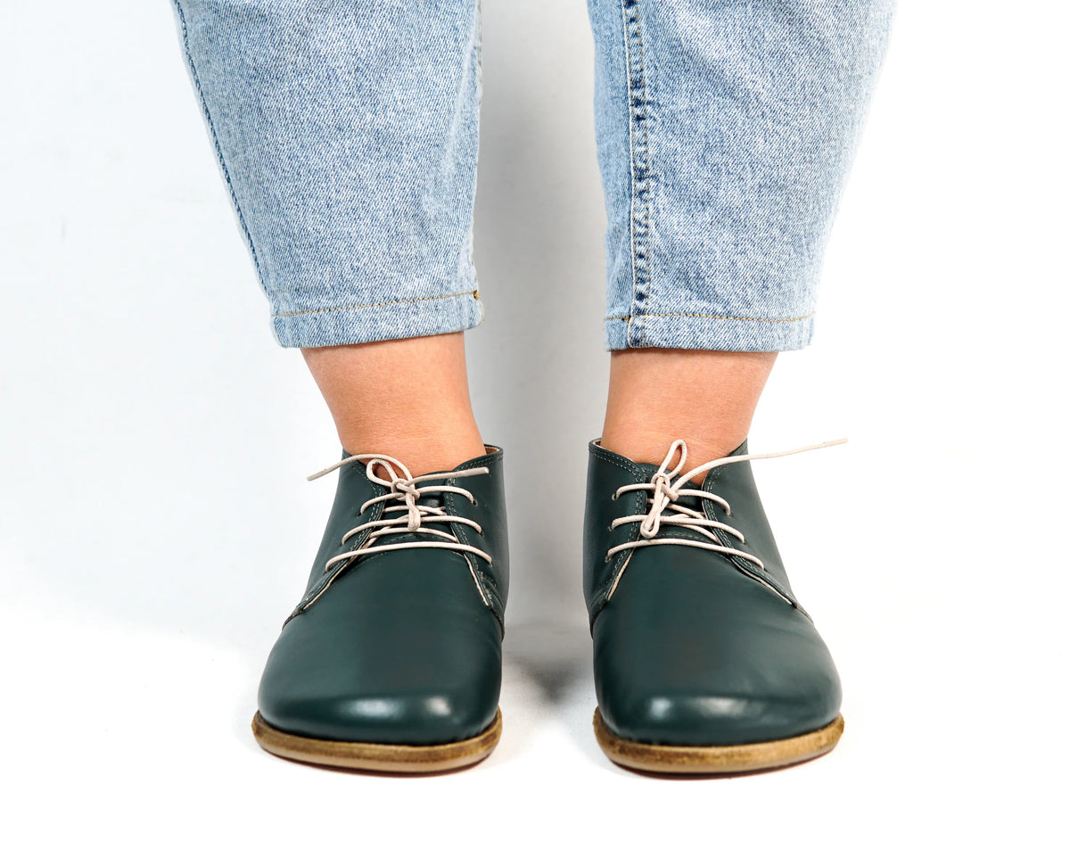 Smooth Barefoot Bootie Laces Shoes – Classic Sole — Leather Sole – Green