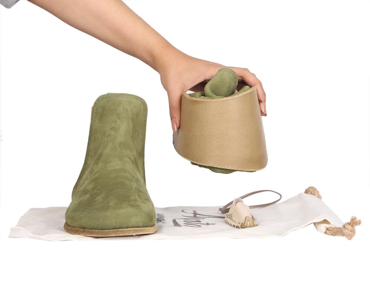 Nubuck Barefoot Chelsea Boots Shoes – Classic Sole — Leather Sole – Green