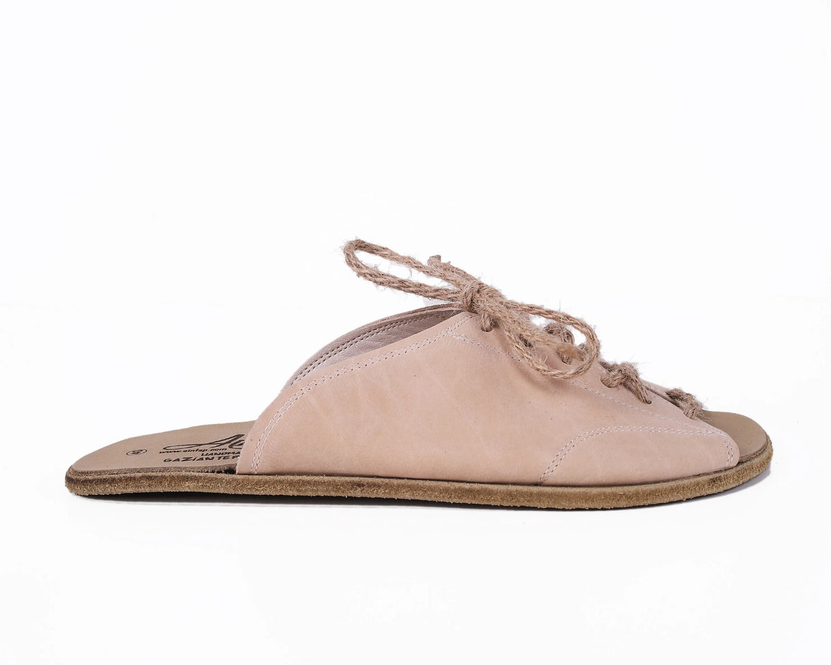 Nubuck Barefoot Laces Sandals Shoes – Classic Sole — Leather Sole – Cream