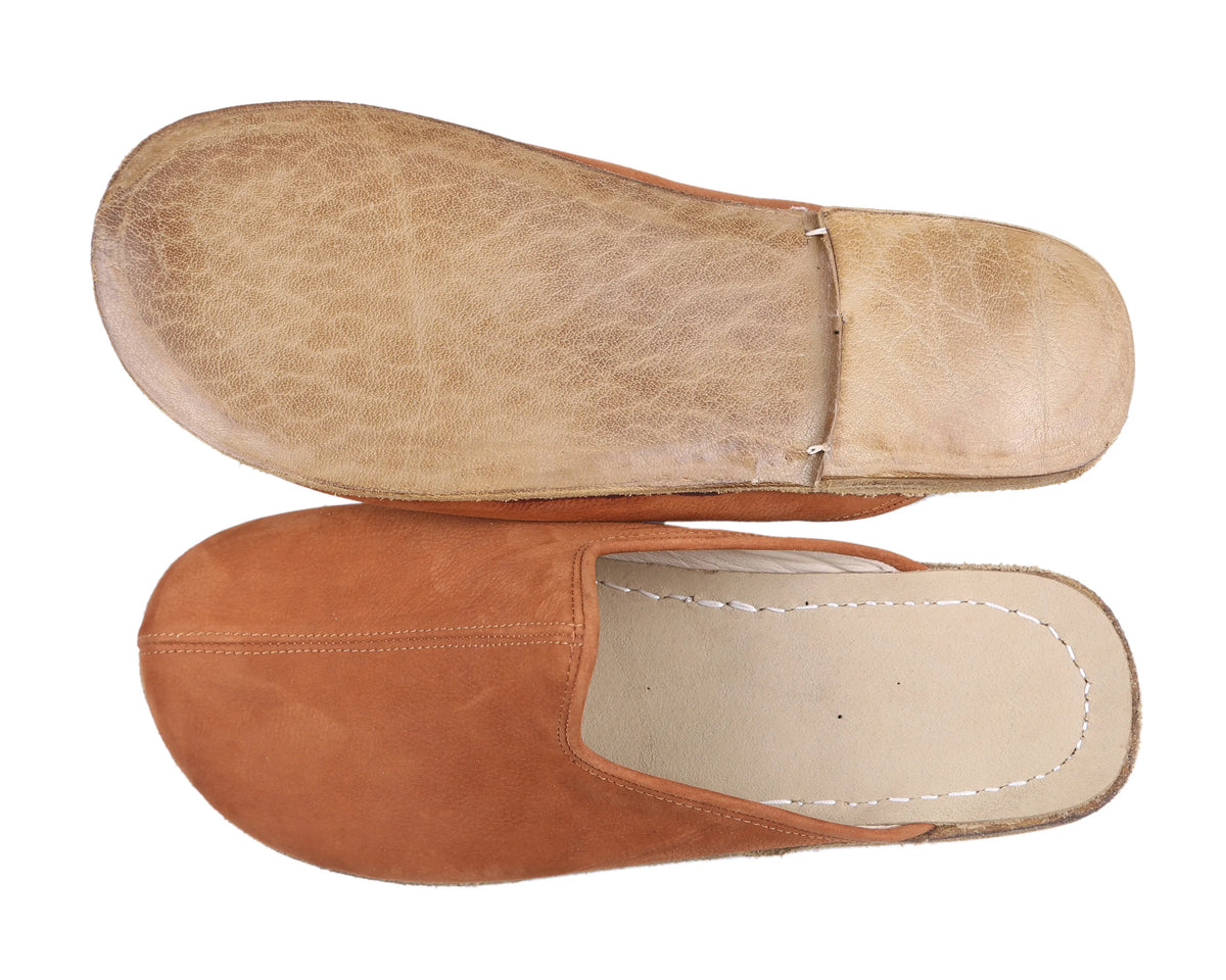 Nubuck Barefoot Regular Sandals Shoes – Classic Sole — Leather Sole – Tan