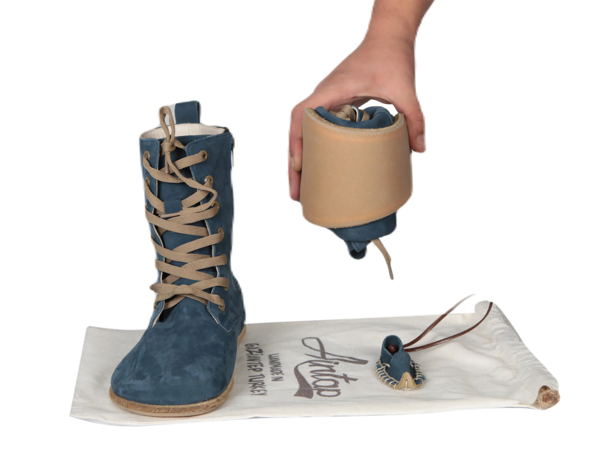 Nubuck Barefoot Long Boots Shoes – Classic Sole — Leather Sole – Jeans