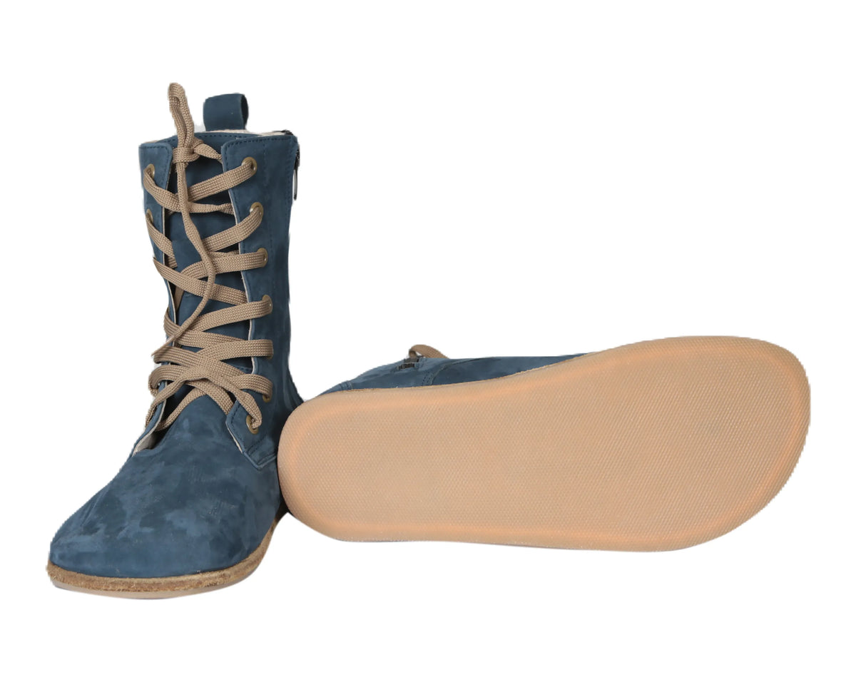 Nubuck Barefoot Long Boots Shoes – Classic Sole — Leather Sole – Jeans