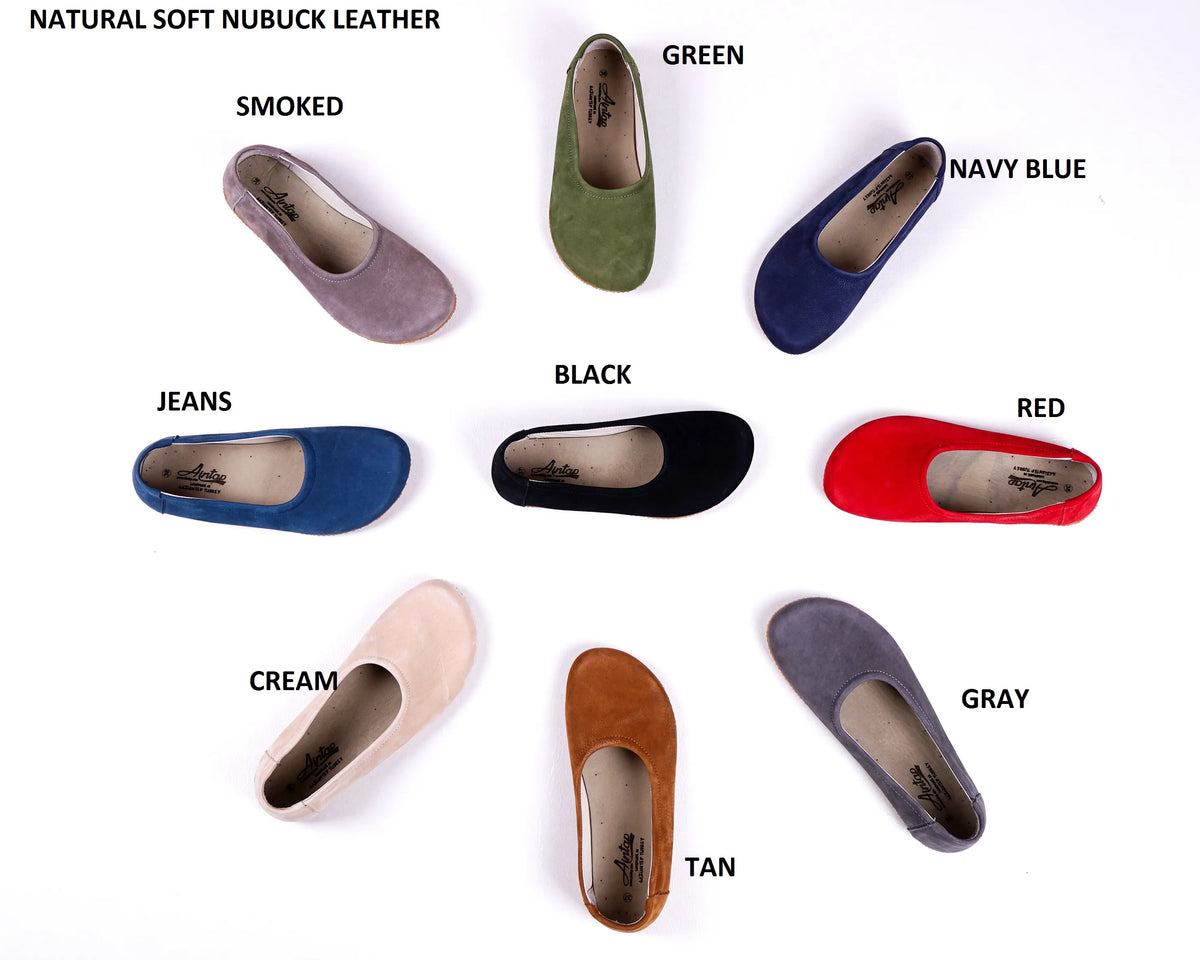 Nubuck Barefoot Ballet Shoes – 6 mm Rubber Sole – Tan