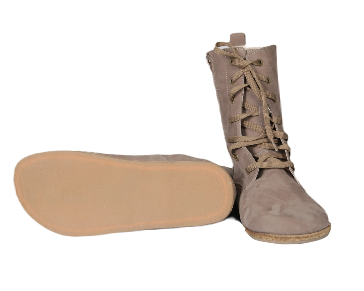 Nubuck Barefoot Long Boots Shoes – Classic Sole — Leather Sole – Smoked