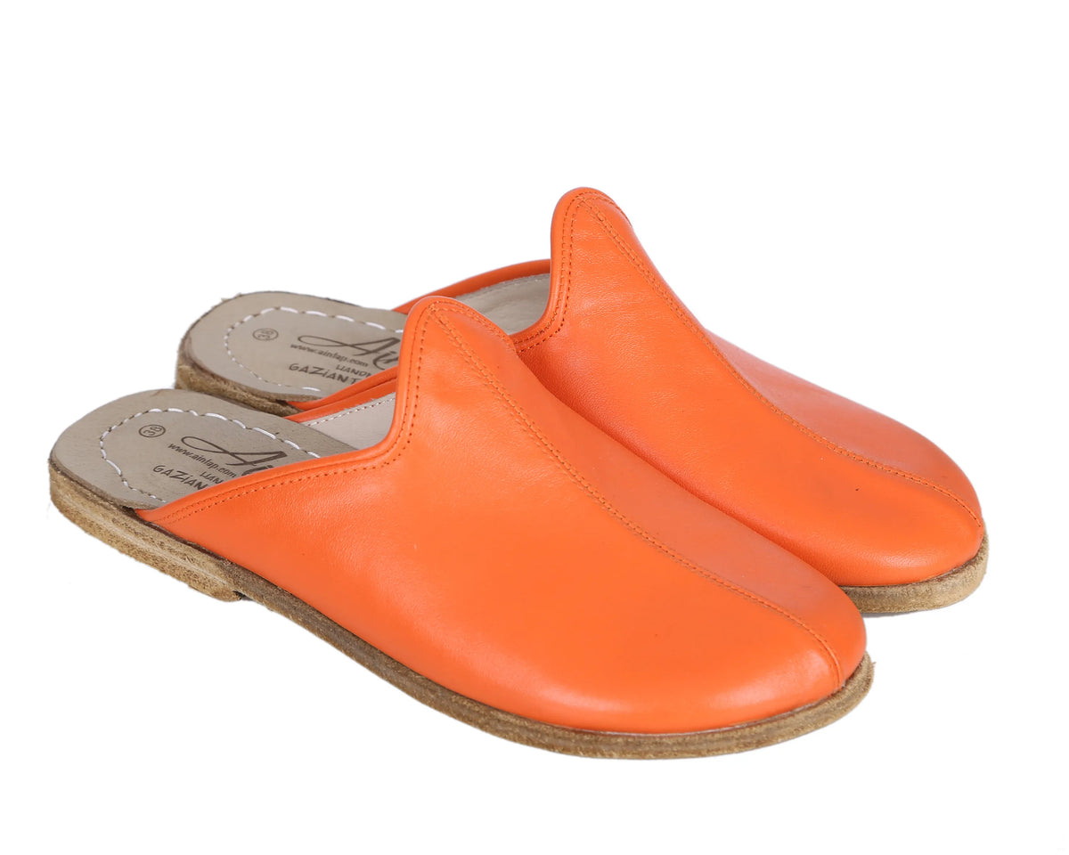 Smooth Barefoot Regular Sandals Shoes – Classic Sole — Leather Sole – Orange