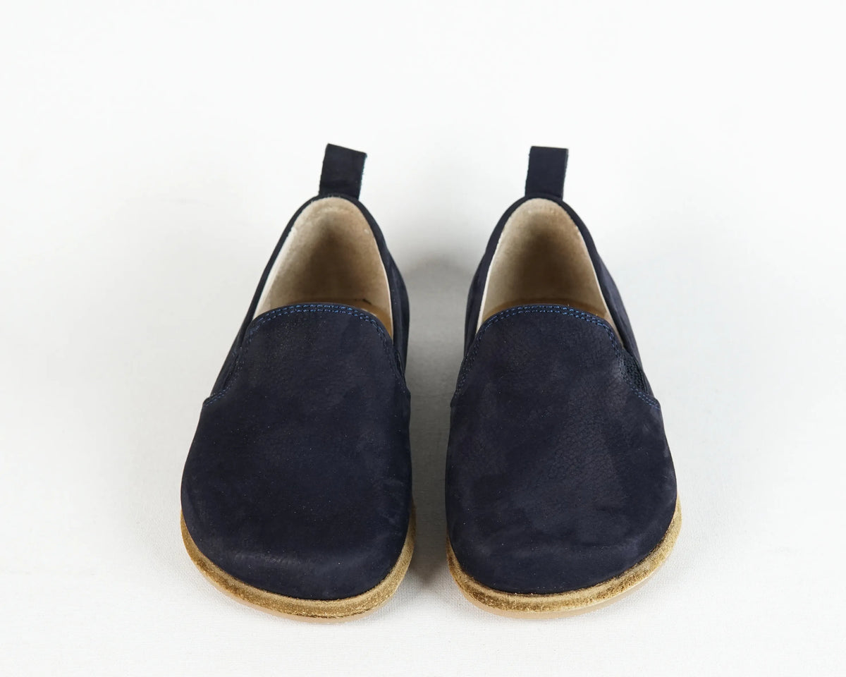 Nubuck Barefoot Ballet Shoes – Classic Sole — Leather Sole – Navy Blue