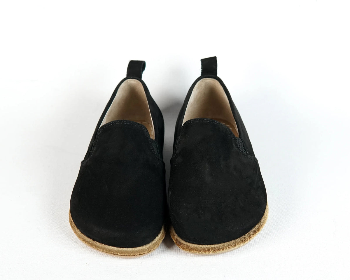 Nubuck Barefoot Ballet Shoes – Classic Sole — Leather Sole – Black