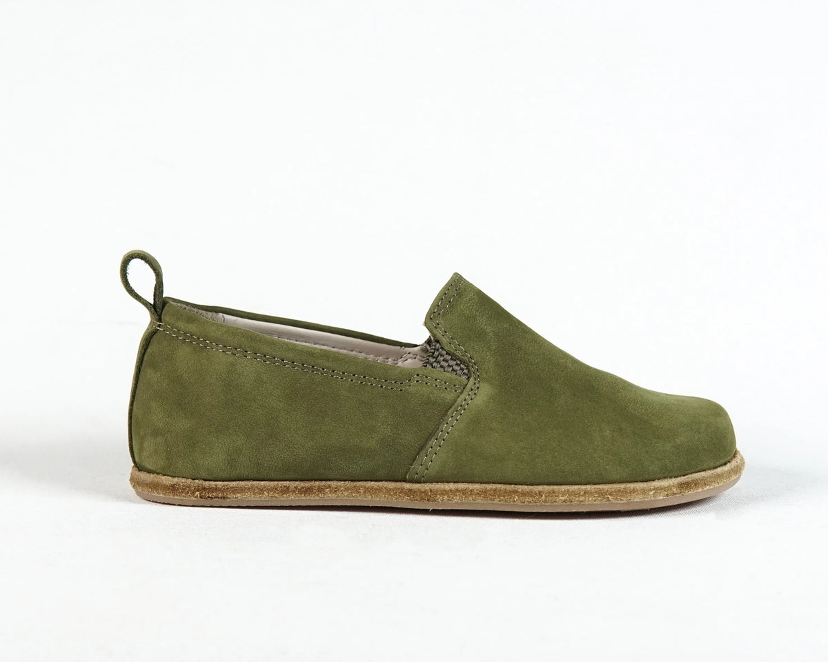 Nubuck Barefoot Ballet Shoes – Classic Sole — Leather Sole – Green