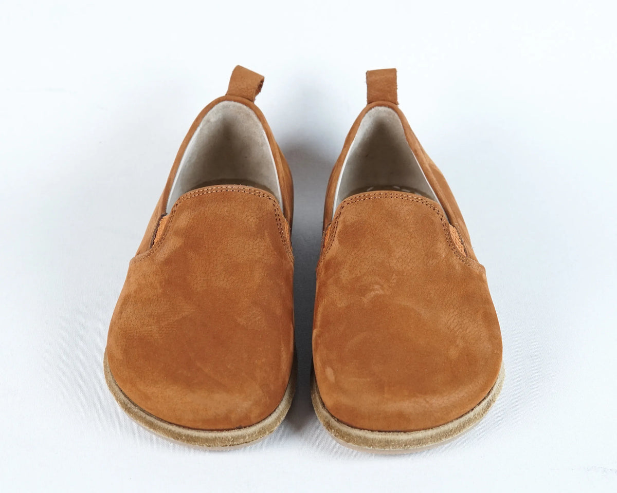 Nubuck Barefoot Ballet Shoes – Classic Sole — Leather Sole – Tan