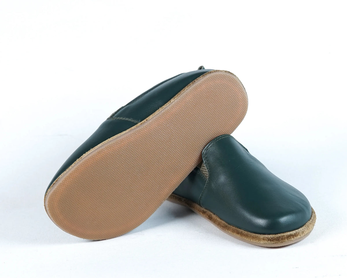 Smooth Barefoot Ballet Shoes – Classic Sole — Leather Sole – Green