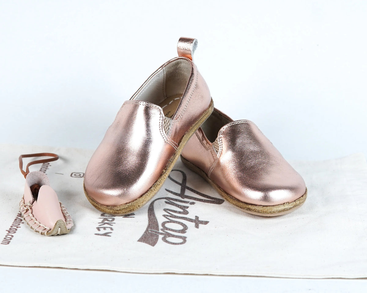Bright Barefoot Ballet Shoes – Classic Sole — Leather Sole – Rose Gold