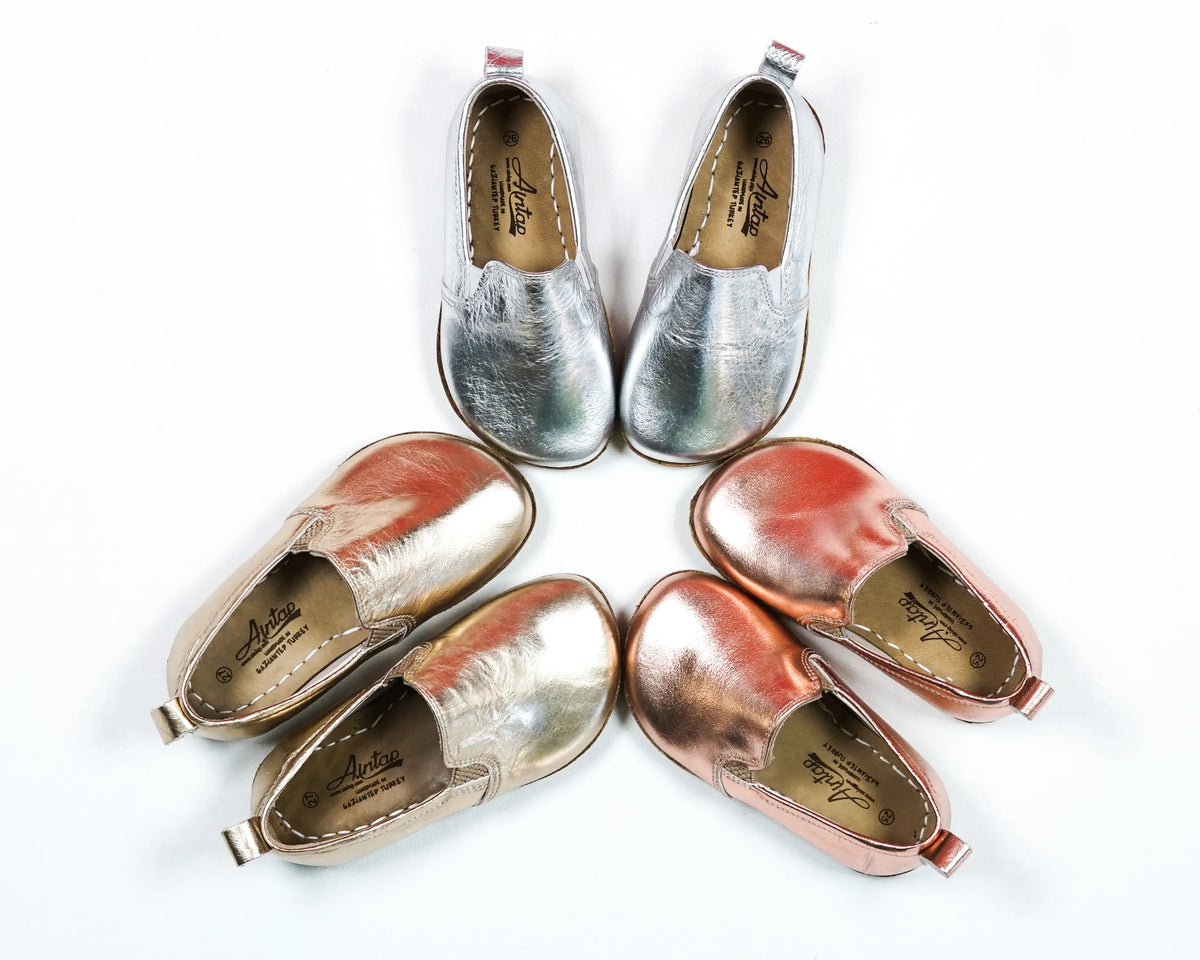 Bright Barefoot Ballet Shoes – Classic Sole — Leather Sole – Silver