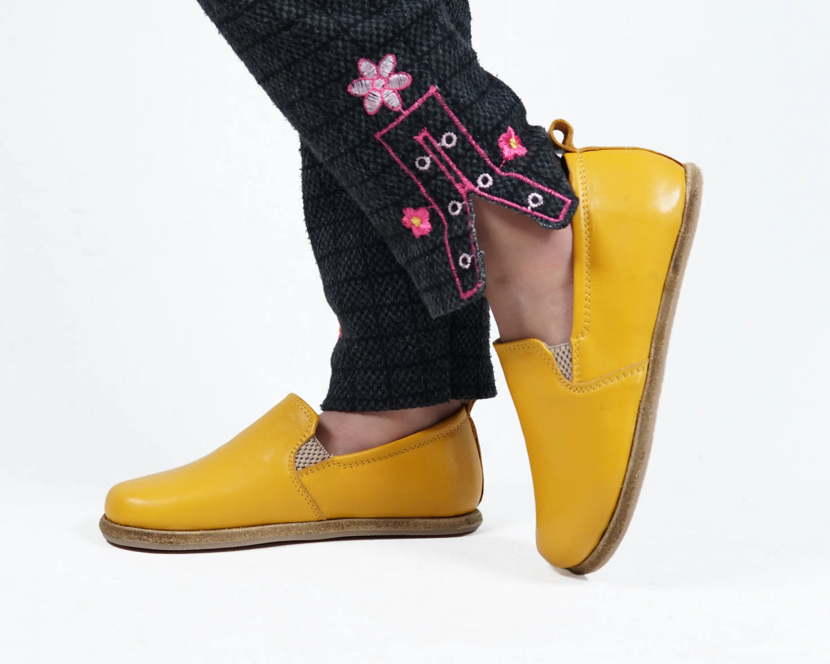 Smooth Barefoot Ballet Shoes – Classic Sole — Leather Sole – Mustard