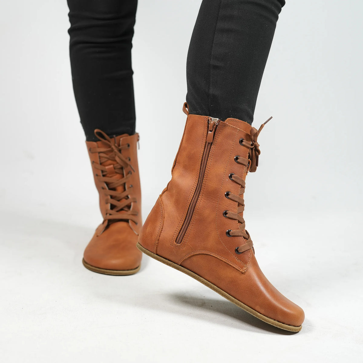 Crazy Barefoot Long Boots Shoes – Classic Sole — Leather Sole – Honey Camel