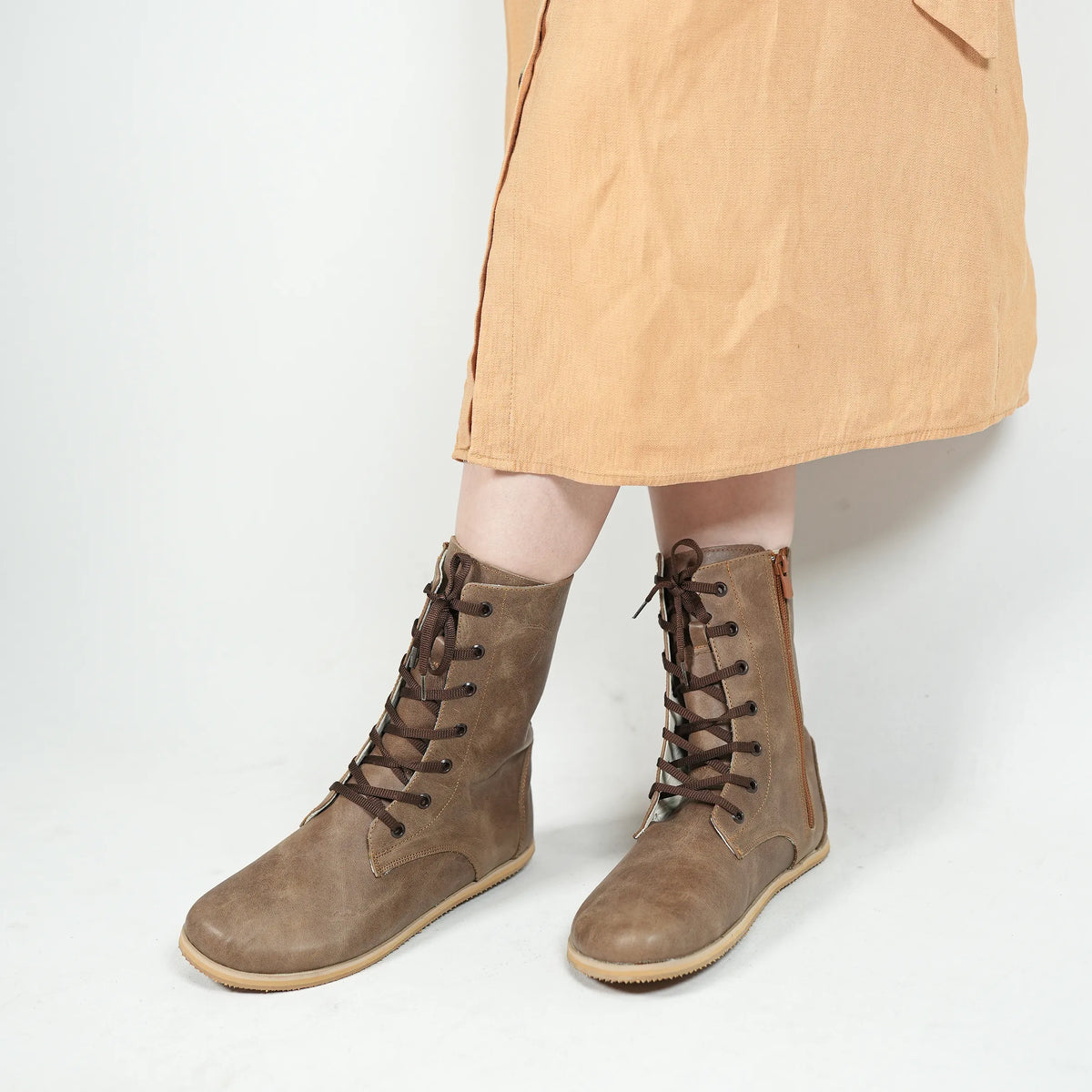 Crazy Barefoot Long Boots Shoes – Eva Outsole – Beige Bizon