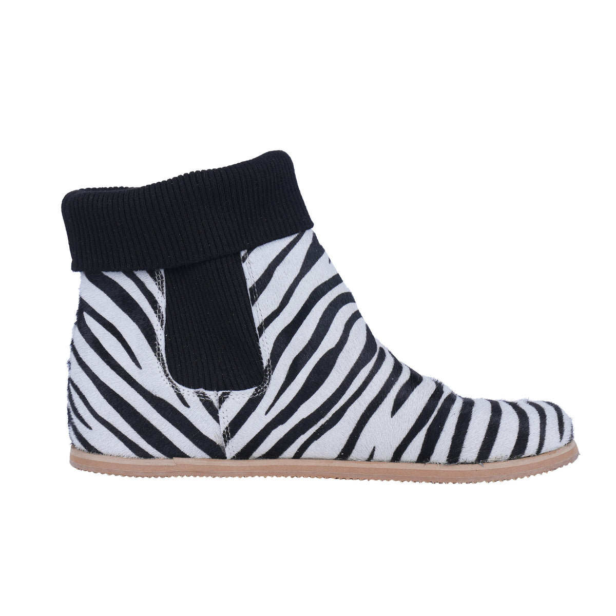 Hair Barefoot Socks Chelsea Shoes – Eva Outsole – Zebra