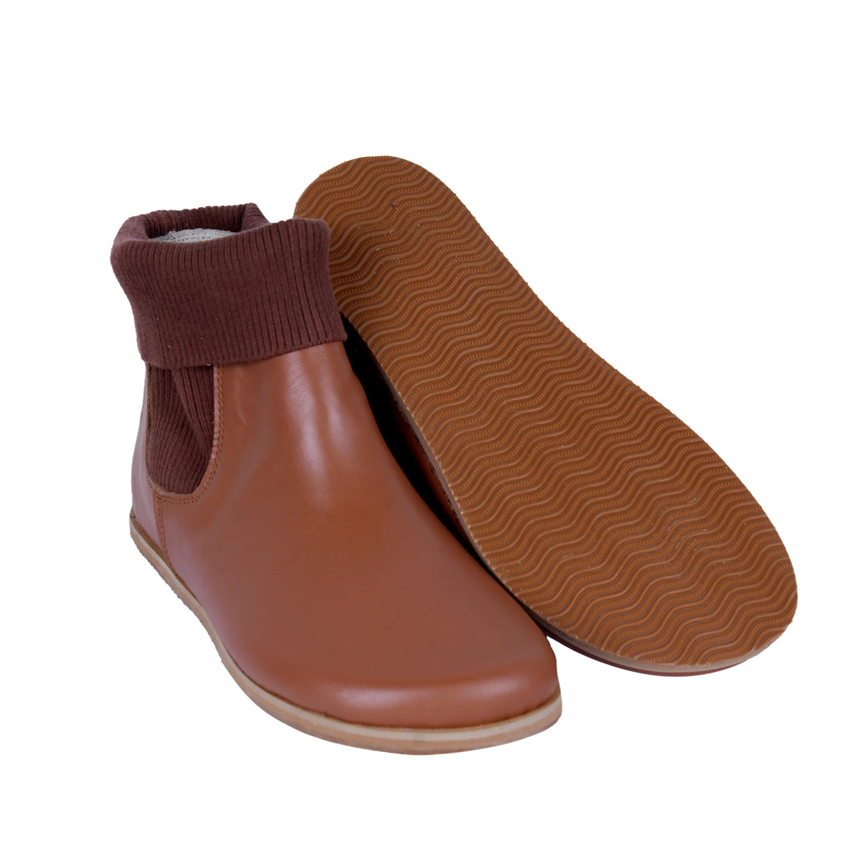 Smooth Barefoot Socks Chelsea Shoes – Eva Outsole – Tan