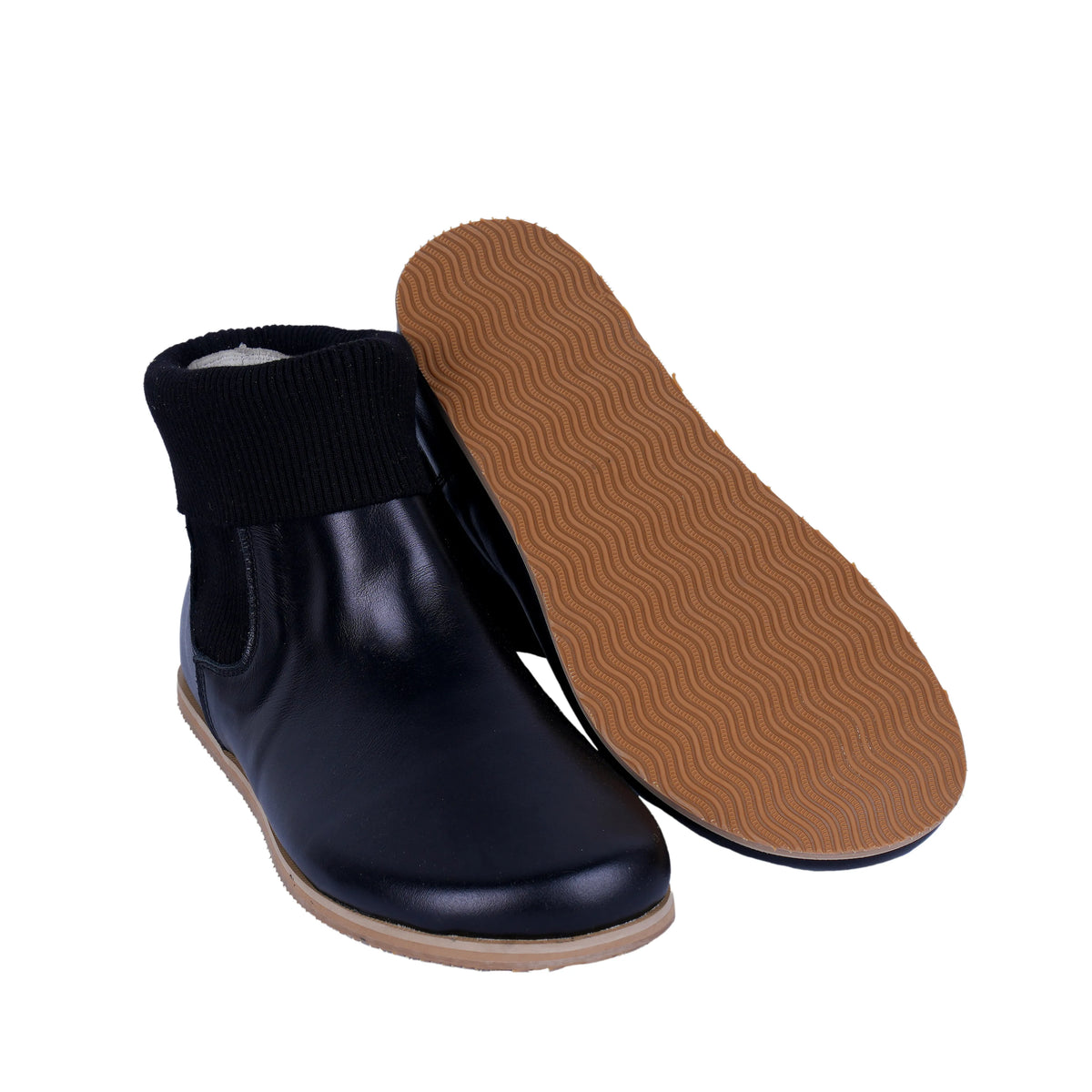 Smooth Barefoot Socks Chelsea Shoes – Eva Outsole – Black
