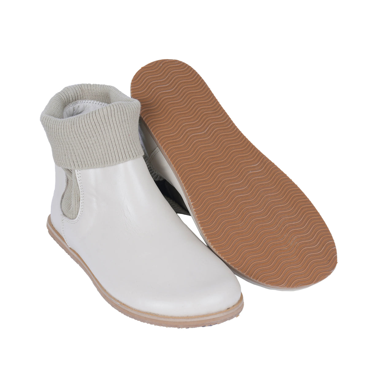 Smooth Barefoot Socks Chelsea Shoes – Eva Outsole – Cream