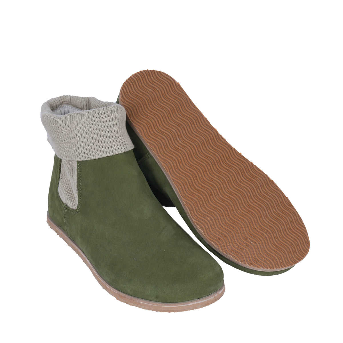 Nubuck Barefoot Socks Chelsea Shoes – Eva Outsole – Green