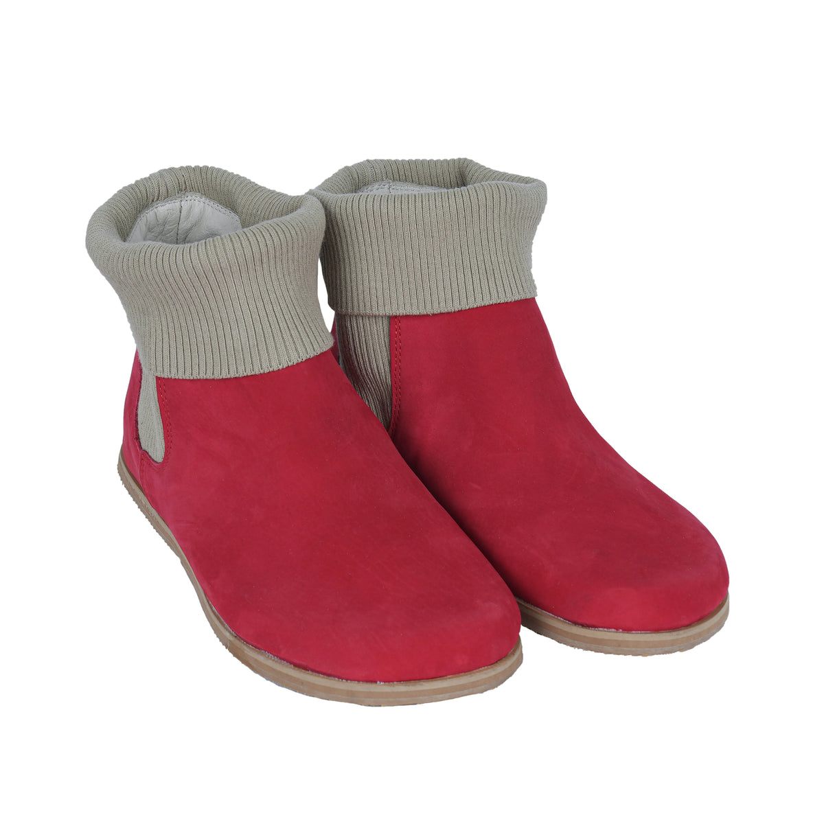 Nubuck Barefoot Socks Chelsea Shoes – Eva Outsole – Red
