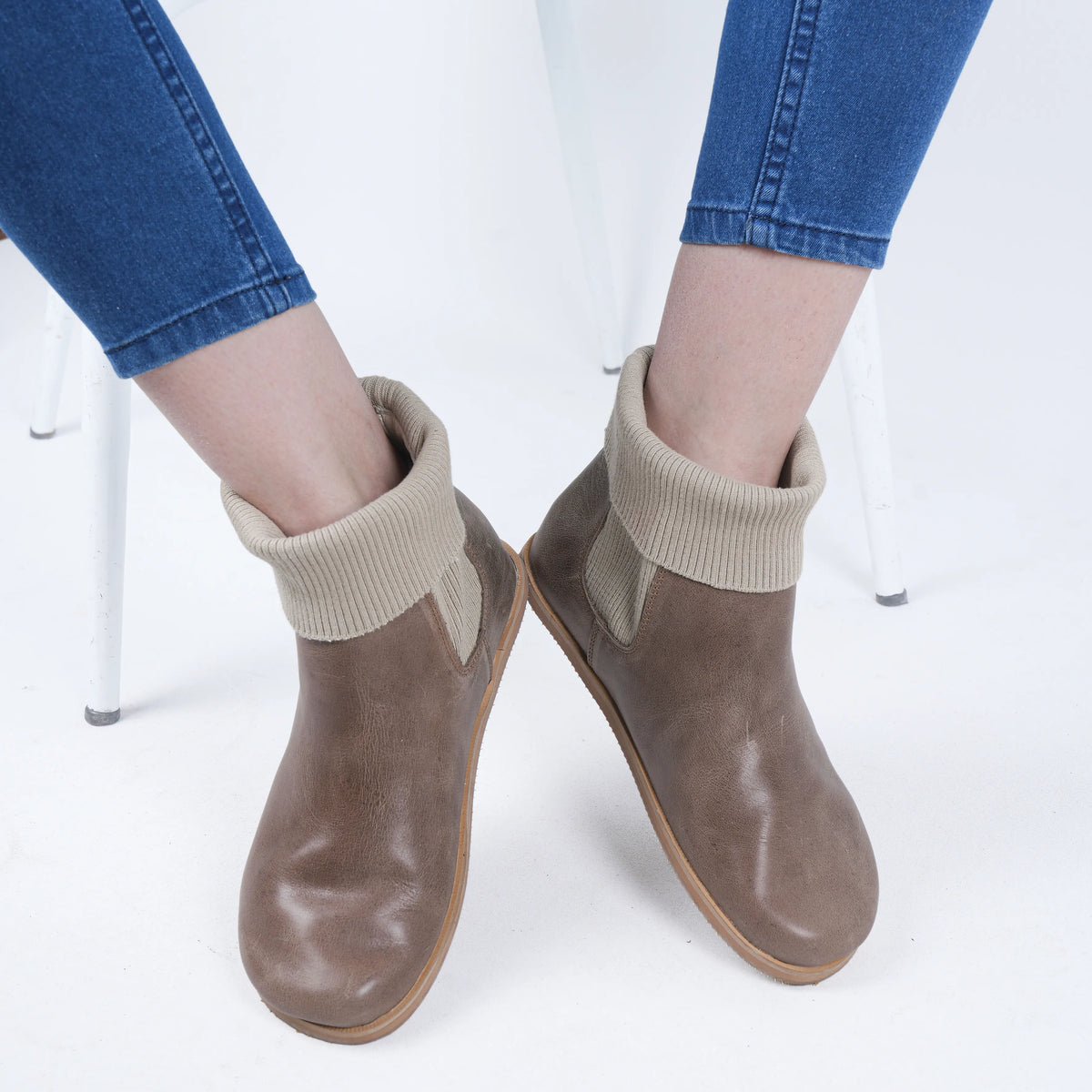 Crazy Barefoot Socks Chelsea Shoes – Eva Outsole – Beige Bizon