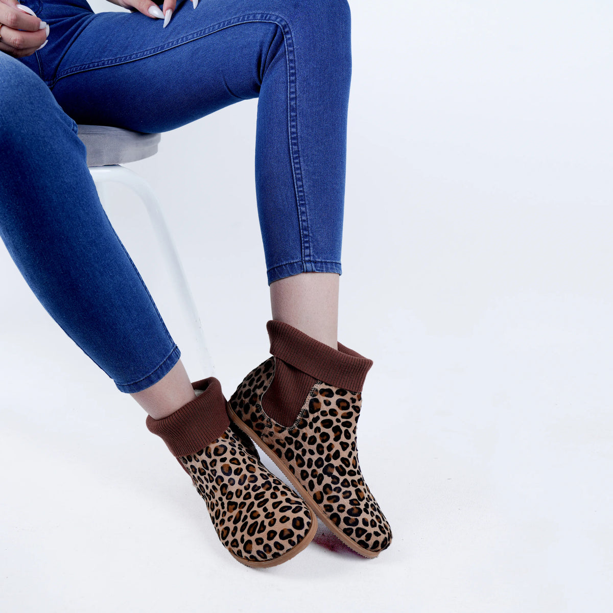 Hair Barefoot Socks Chelsea Shoes – Eva Outsole – Leopard