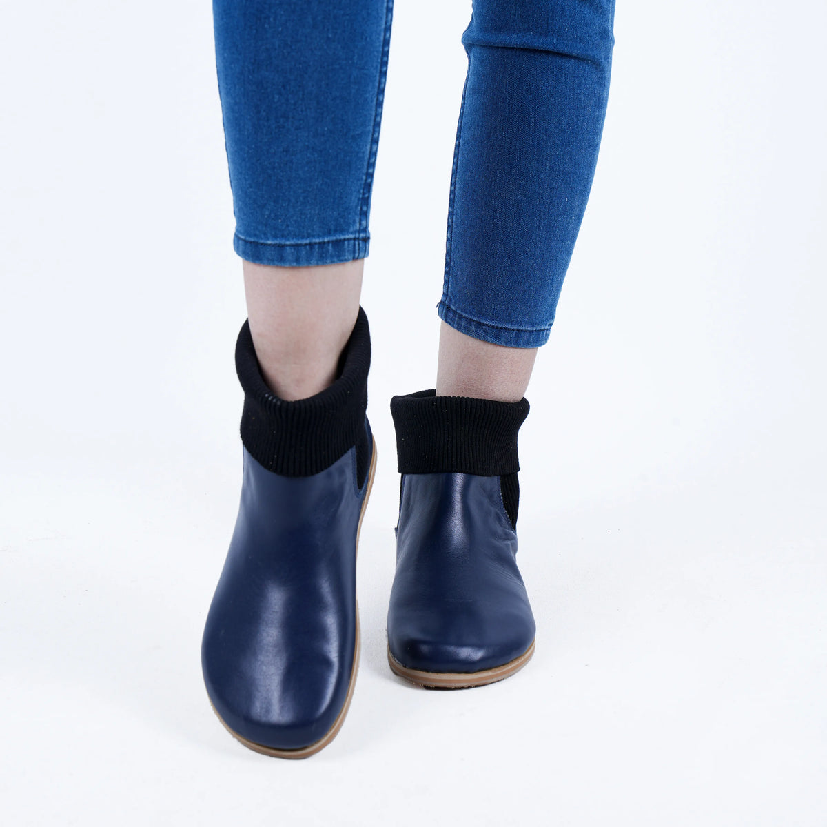 Smooth Barefoot Socks Chelsea Shoes – Eva Outsole – Navy Blue