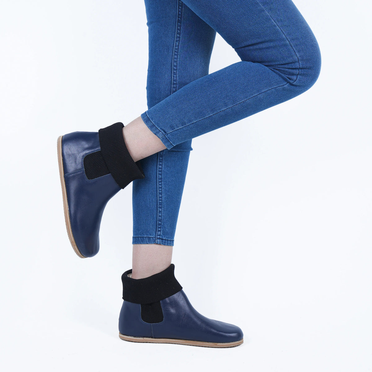 Smooth Barefoot Socks Chelsea Shoes – Eva Outsole – Navy Blue