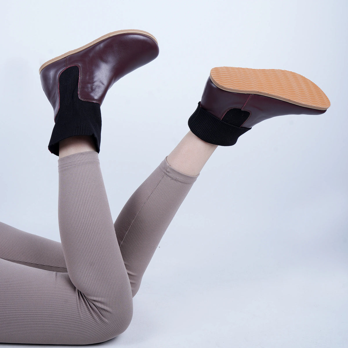 Smooth Barefoot Socks Chelsea Shoes – Eva Outsole – Burgundy