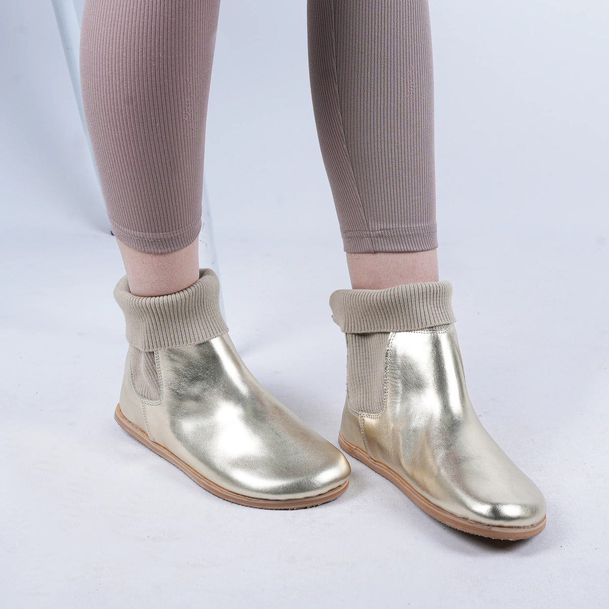 Bright Barefoot Socks Chelsea Shoes – Eva Outsole – Gold