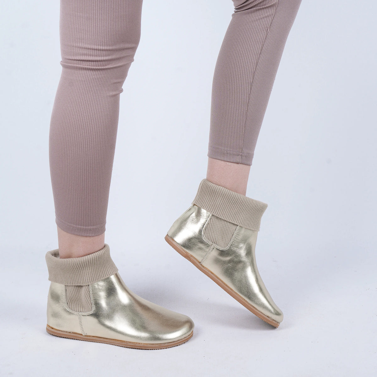 Bright Barefoot Socks Chelsea Shoes – Eva Outsole – Gold