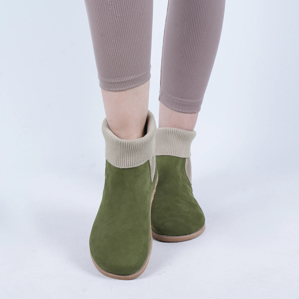 Nubuck Barefoot Socks Chelsea Shoes – Eva Outsole – Green