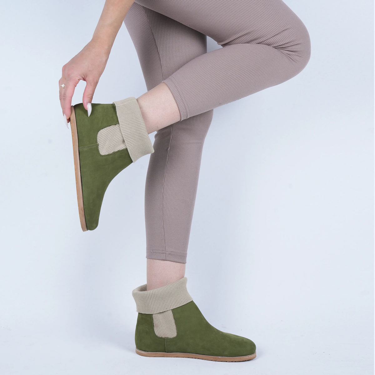 Nubuck Barefoot Socks Chelsea Shoes – Eva Outsole – Green