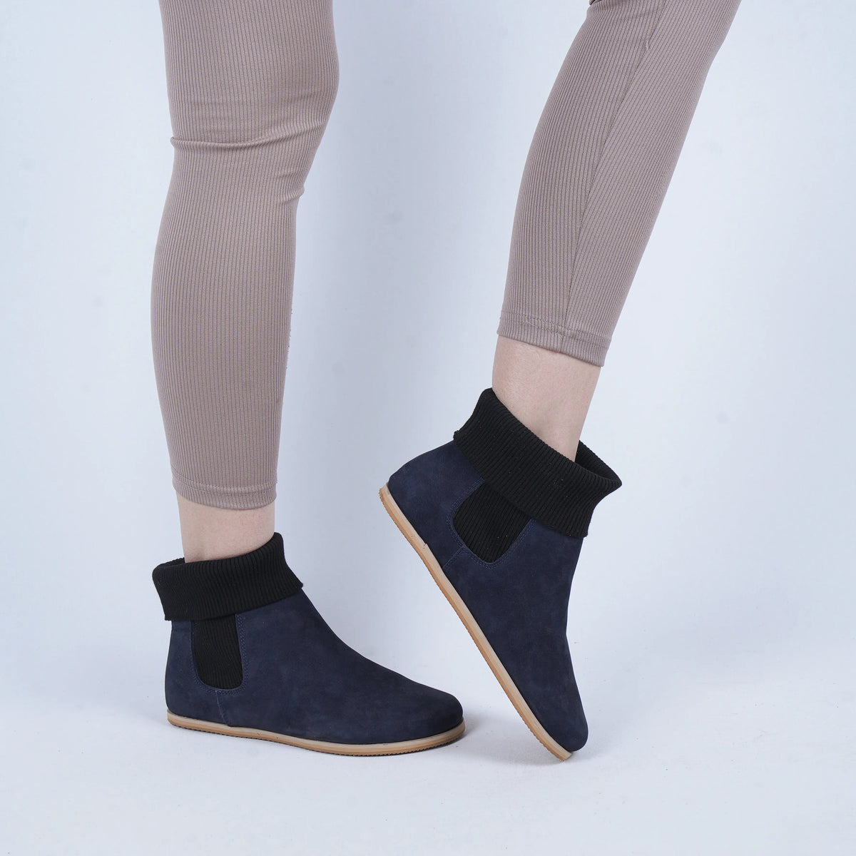 Nubuck Barefoot Socks Chelsea Shoes – Eva Outsole – Navy Blue